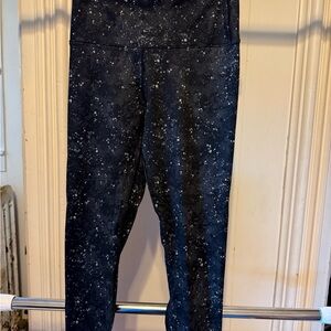 Fabletics PowerHold Black Space Splatter High Waisted 7/8 length Leggings